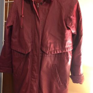 Leather anorack style coat